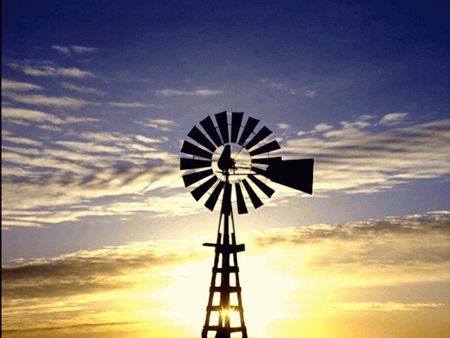 Wind Mill in a South Dakota Sun Rise